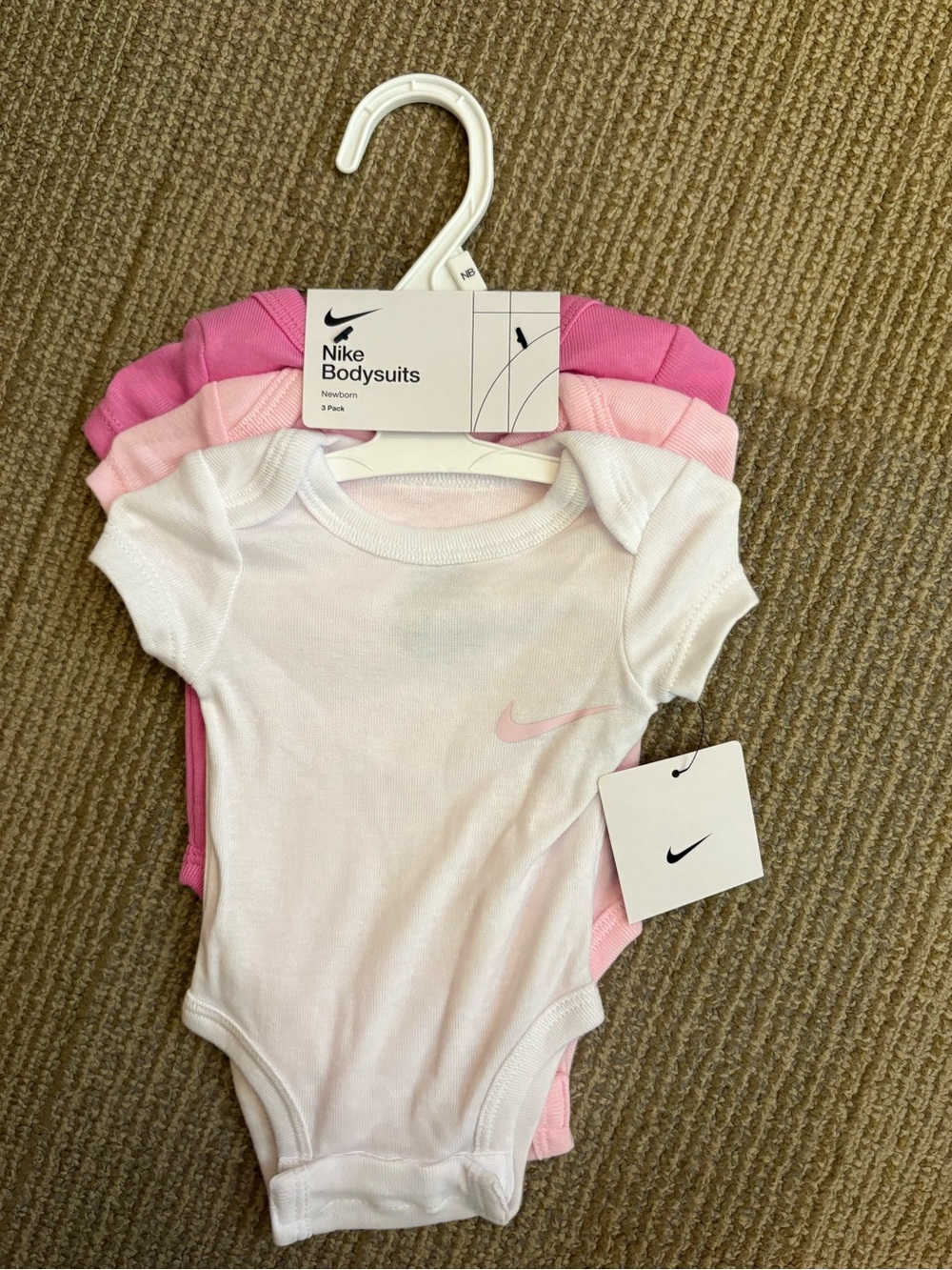 Nike Baby One-Piece Bodysuit Set - White, Light Pink & Hot Pink